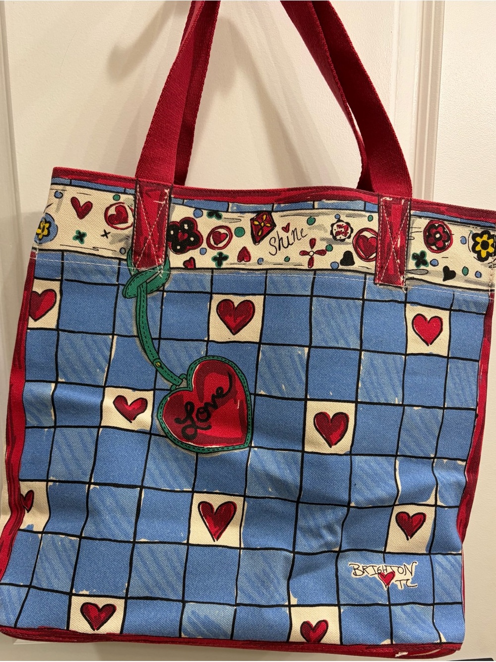 Brighton Blue and Cream Love Bow Tote with Red Trim - Picture 4 of 8